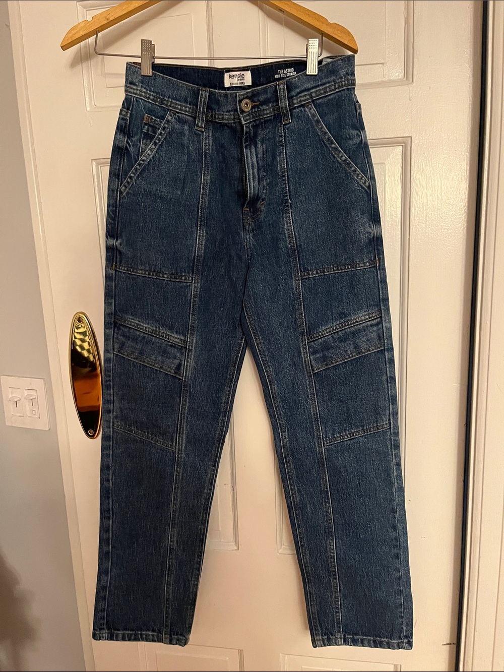 Kensie Indigo Panel Stitch Straight-Leg Jeans